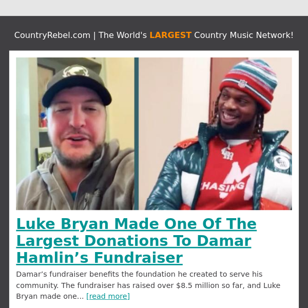 Luke Bryan Boosts Damar Hamlin Fundraiser