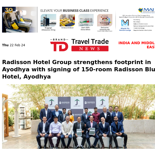 Beond to Offer the Apple Vision Pro to Select Passengers | oneworld serves up another major win  | This is Radisson Hotel Group’s second hotel in Ayodhya