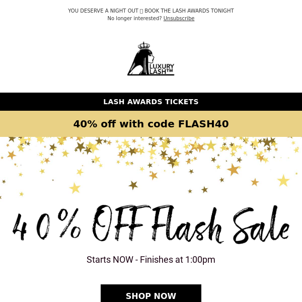 40% OFF Flash Sale Now Until 1pm