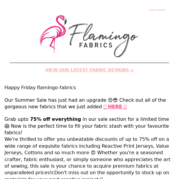 Flamingo Fabrics NEW Sale Fabrics have landed!⏰🔥