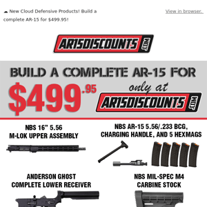 ☁ New Cloud Defensive Products! Build a complete AR-15 for $499.95!