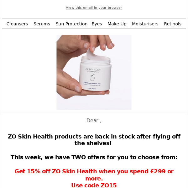 15% off ZO Skin Health code inside