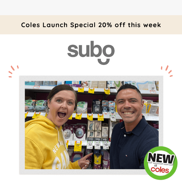 Subo Bottles have hit the shelves at Coles! 🌟