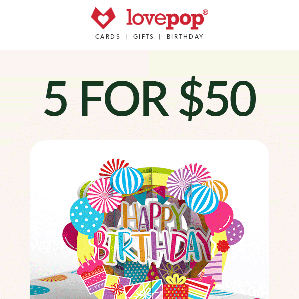 Your Favorite Cards: 5 for $50 🎉
