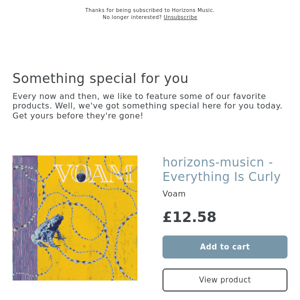 NEW! Horizons Musicn - Everything Is Curly [VOAM]