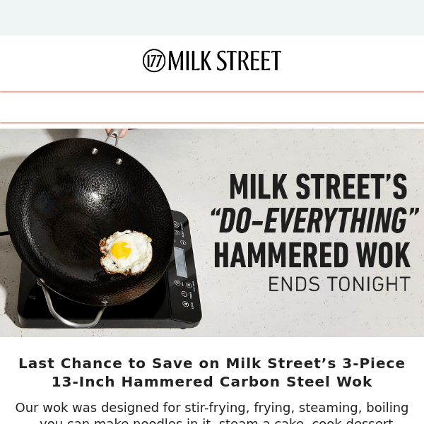 Milk Street 3-Piece 13-inch Hammered Carbon Steel Wok | Milk Street Store