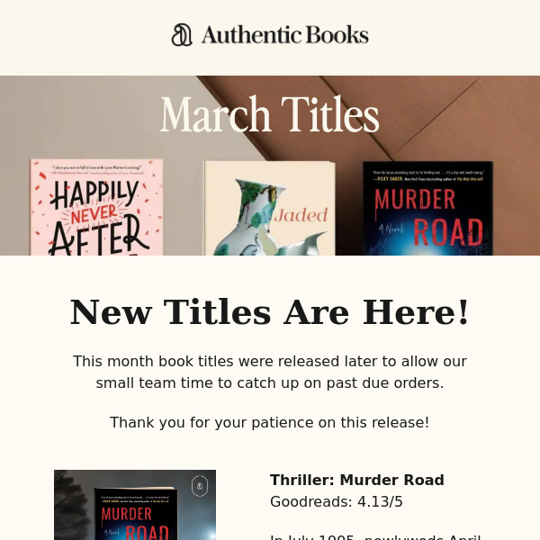 Authentic Books Here! March Book Titles