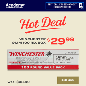 Hot Deal! Winchester USA 9mm Ammo, Now $29.99