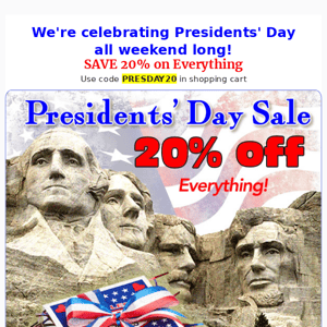 Start Saving, Presidents' Day Sale  🎉