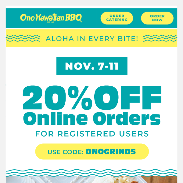 20% off online order!