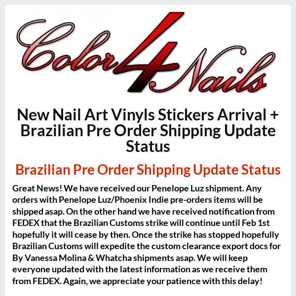 New Nail Art Vinyls Stickers Arrival + Brazilian Pre Order Shipping Update Status