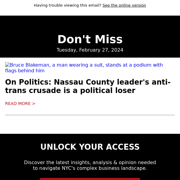 On Politics: Nassau County leader's anti-trans crusade is a political loser