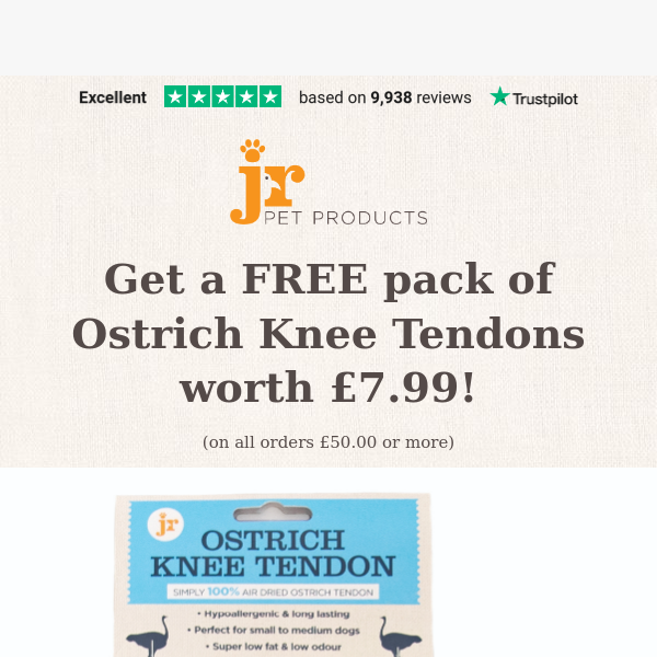FREE Ostrich Tendons worth £7.99 | New Ox Cheek