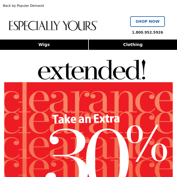 Extra 30% Off Clearance EXTENDED!