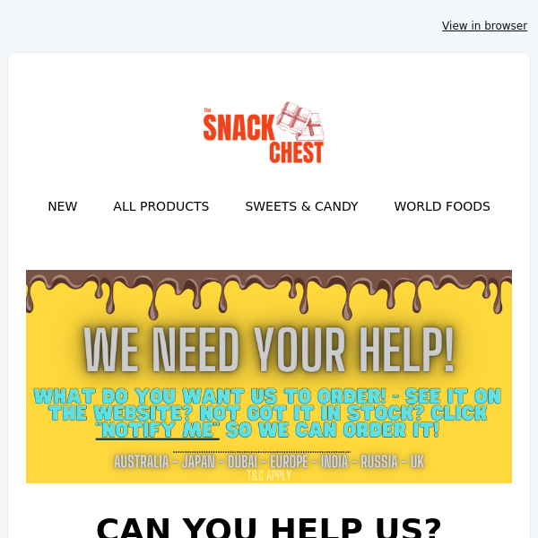 The Snack Chest we need your help! ⚡