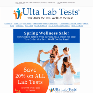 Are your kidneys and liver functioning properly?  Find out and save 20% to 50% on ALL tests.