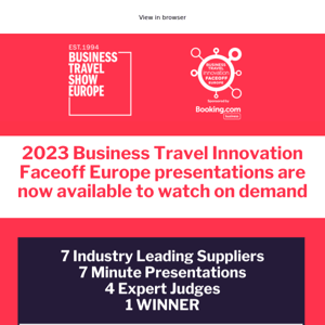 Watch the Business Travel Innovation Faceoff Europe in full