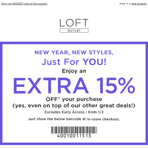 EXTRA 50% OFF clearance steals + EXTRA 15% OFF!