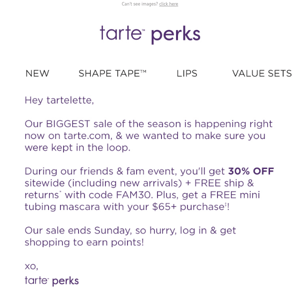 Tarte Cosmetics, VIP offer just for YOU!