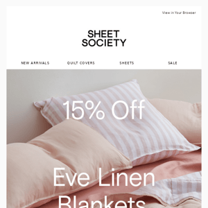 Best-selling Eve Linen blankets: 15% off