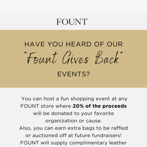 FOUNT Gives Back Events!