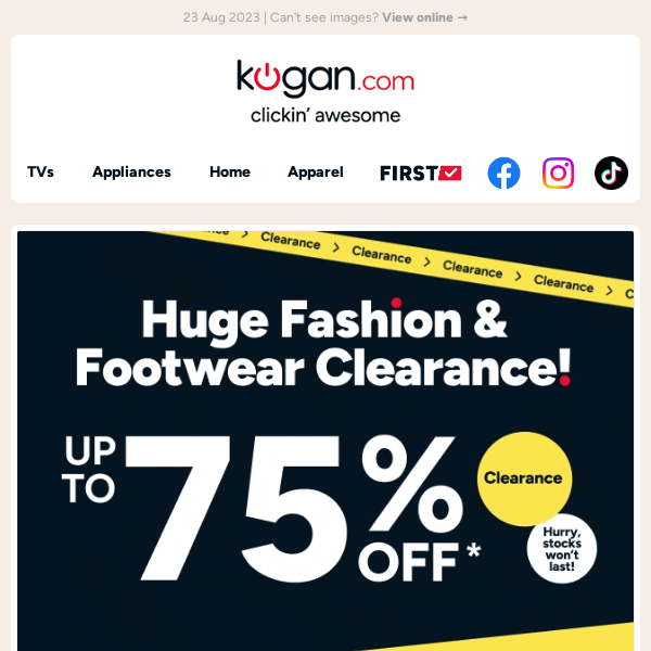 Huge Fashion & Footwear Clearance: Up to 75% OFF Nike, Adidas, Uggs & more  big brands! - Kogan