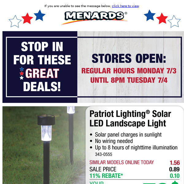 Patriot Lighting® Solar Light ONLY 79¢ Each! - Menards