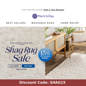 Mark & Day, exclusive Shag Rug Sale of up to 15%!💥