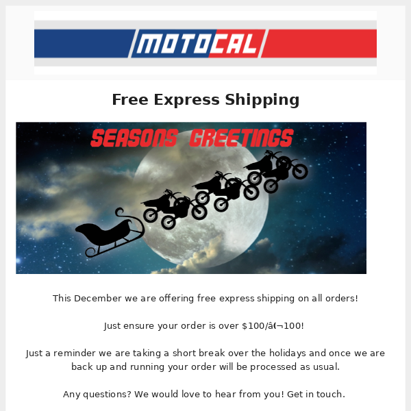 December - Express Shipping All Month!