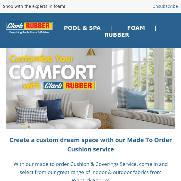 Upgrade your comfort with custom foam solutions from Clark Rubber 🛋🛏