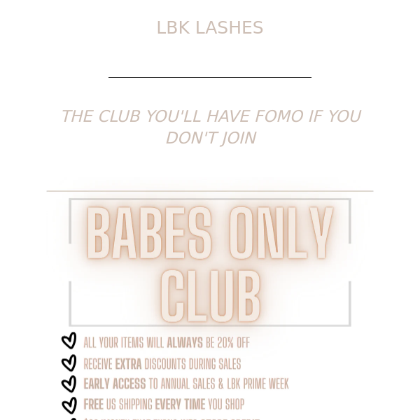 Save every time you shop with our NEW exclusive LBK club prices