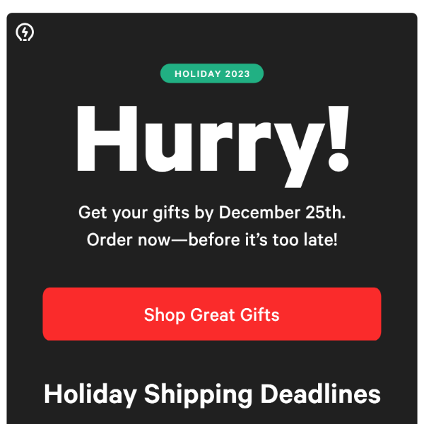 Free holiday shipping ends tomorrow!