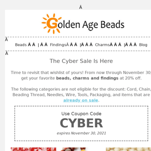 You've Almost Missed Our Sale - Golden Age Beads