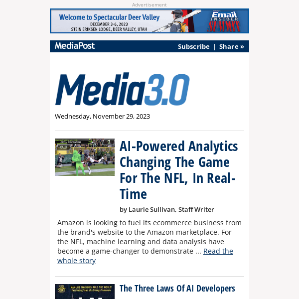 Media3.0: AI-Powered Analytics Changing The Game For The NFL, In Real-Time