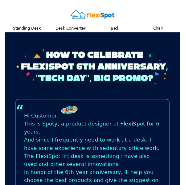 How To Celebrate FlexiSpot 6th Anniversary Tech Day?