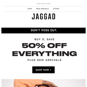 50% off everything - when you buy 3 items