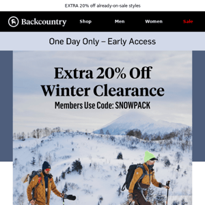 Members early access: winter clearance!