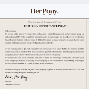 Her Pony important updates