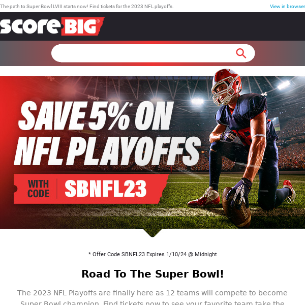 Touchdown! Get 5% OFF NFL Playoffs Games Now!