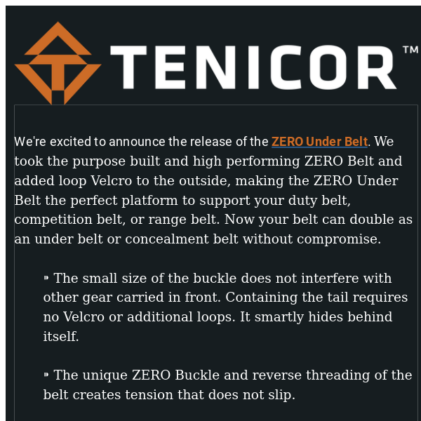 ZERO Under Belt - Tenicor