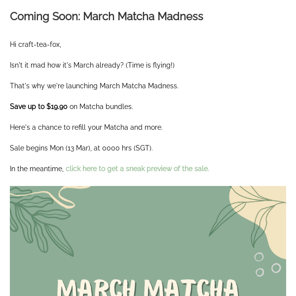 Coming Soon: March Matcha Madness