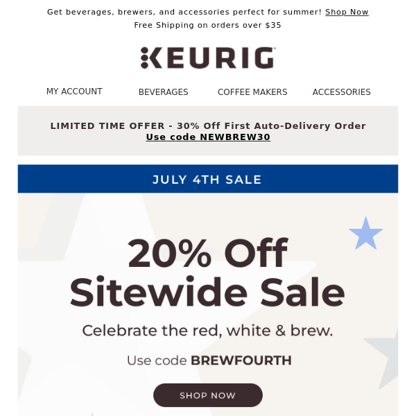 Celebrate with Savings! 20% Off SITEWIDE for the 4th of July