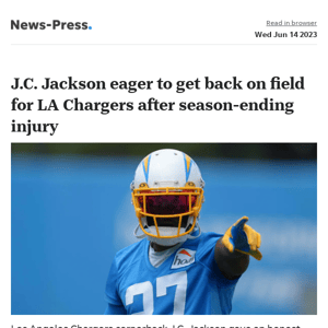 News alert: Immokalee's J.C. Jackson eager to get back on field for LA Chargers after season-ending injury