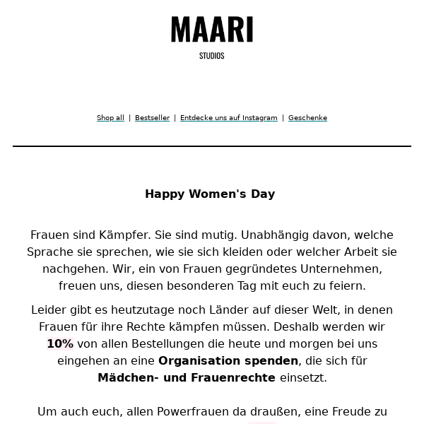 Happy Women's Day: Wir schenken dir heute 20% ❤