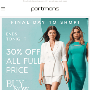 Final Day To Shop 30% Off All Full Price With Afterpay!