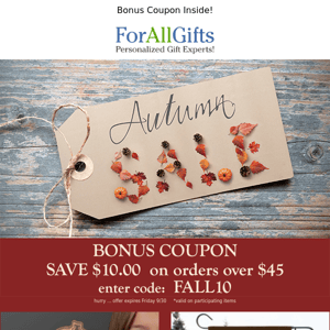 Autumn Sale - Save $10 🍁