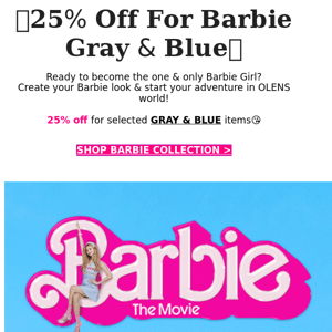 Shop Barbie💖25% Only For Gray&Blue Collection!