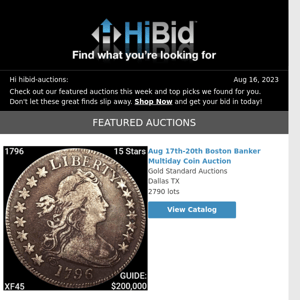 Wednesday's Great Deals From HiBid Auctions - August 16, 2023