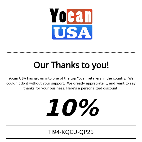 Thank you, from Yocan USA!