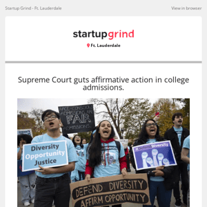 Breaking News: "Supreme Court guts affirmative action in college admissions." Politico. Tomorrow's event on Black innovation is event more relevant.